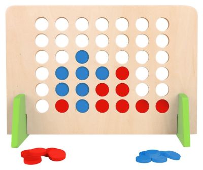 TOOKYLAND Wooden 4-in-a-Row Board Game - 45pcs - Classic Four-to-Score Tabletop Play Set for Kids and Family, 3 Years Old +