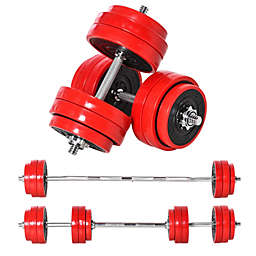 Soozier 66 lbs 2 in 1 Dumbbell & Barbell Adjustable Weight Set Strength for Arms, Shoulders and Back