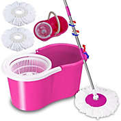 Stock Preferred 360° Spin Mop & Bucket Set Home Clean in Pink