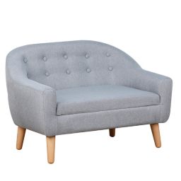 Halifax North America 2-Seat Kids Sofa Linen Fabric and Wooden Frame Sofa for Kids and Toddlers Ages 3-6, 11" High Seat, Grey