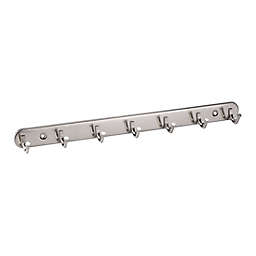 Unique Bargains Stainless Steel Coat Wall Hook Silver Tone Finish with 7 Hooks