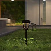 Merrick Lane All-Weather Brown Tulip Design LED Solar Lights, Outdoor Solar Powered Lights for Pathway, Garden, & Yard - Set of 8