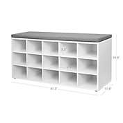 VASAGLE White Shoe Storage Bench with 15 Cubes