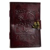 Azuregreen Tree of Life Leather Blank Book with Closure Latch 7" x 10"