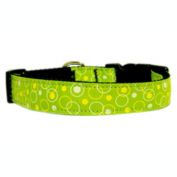Mirage Pet Products Retro Nylon Ribbon 3/8" Wide Dog Collar, Lime Green/Small