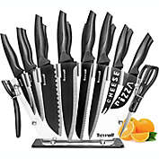 TICWELL 19 Pieces Kitchen Knives Set High Carbon Stainless Steel Knife Block Set with Acrylic Stand