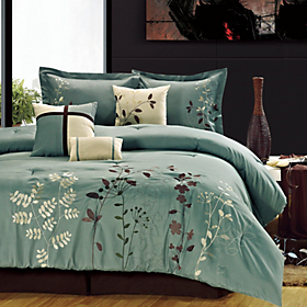 Details about   Pink floral Grey & Aqua Comforter Bed In A Bag Set 12 piece 