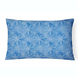 Caroline's Treasures Watercolor Dark Blue Winter Snowflakes Canvas Fabric Decorative Pillow 12 x 16