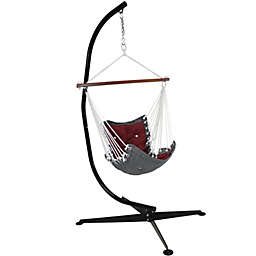 Sunnydaze Tufted Victorian Hammock Swing with Stand - Red