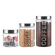 Whole Housewares Airtight Glass Jars With Lid   Glass Storage Containers With Stainless Lids   3 Pieces