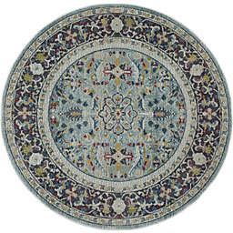 Nourison Global Vintage 6' x ROUND (6' Round) Teal/Multicolor Area Rug Persian Traditional Center Medallion by Nourison