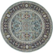 Nourison Global Vintage 6' x ROUND (6' Round) Teal/Multicolor Area Rug Persian Traditional Center Medallion by Nourison