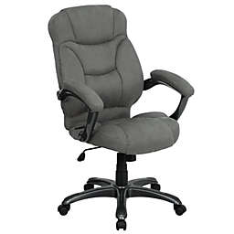 Emma + Oliver High Back Gray Microfiber Executive Swivel Ergonomic Office Chair with Arms