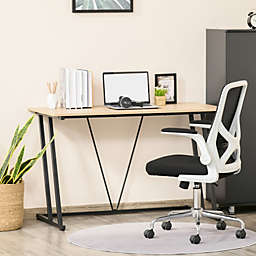 HOMCOM Home Office Computer Writing Desk with Z-Shaped Metal Frame, V-Shaped Support Bar, and MDF Tabletop, Black
