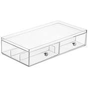 mDesign Wide Plastic Glasses Storage Organizer Box, 2 Drawers