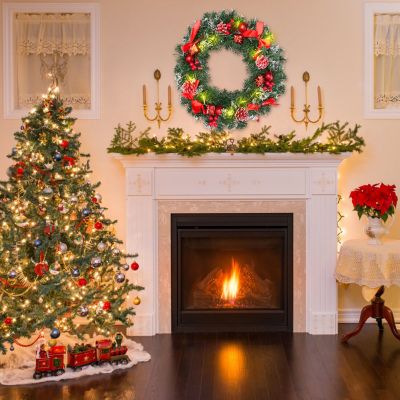 Elegant Choise 12-inch Christmas Wreath Garland Door Ornaments, #04 LED&Red