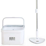 EZR HOME Mop and Bucket with Wringer Set - Triangle Mop Set in Gray-White for Hardwood Laminate Tile with Separate Dirty Water Filtration System - Hand-Free Cordless Mop