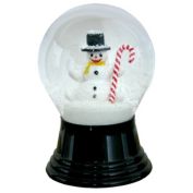 Alexander Taron 5" Black and White Perzy Snow Globe Medium Snowman with Candycane Decoration