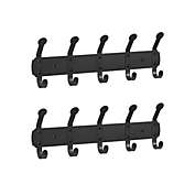 SONGMICS Entryway Hanging Coat Rack, Set of 2, Metal Wall Mounted Coat Hook, Heavy-Duty Organizer with 5 Hooks, for Clothes, Jackets, Hats, Bags, Towels, Bathroom, Kitchen, Set of 2, Black