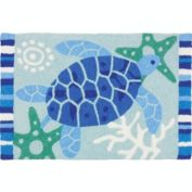 Jellybean Decorative Indoor/Outdoor Accent Rug Blue Sea Turtle - 20" X 30"