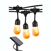 Ambience Solar Hanging Flame Bulbs String Lights - S14, 27 Ft, 2700K