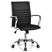 Gymax PU Leather Office Chair High Back Conference Task Chair w/Armrests