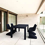 Luxury Commercial Living 5-Piece Black Extendable Patio Dining Set 86"