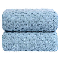 PiccoCasa Soft Cotton 2 Piece Bath Towel for Bathroom, Jacquard Woven 100% Cotton Soft and Highly Absorbent Bath Towels Washcloths Quick Dry Shower Towels, 27