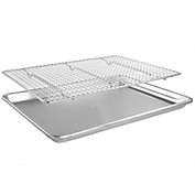 Oster Baker&#39;s Glee Stainless Steel 17in Cookie Sheet and 16in Cooling Rack Bakeware Set in Silver