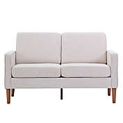 Infinity Merch Double Seat Sofa Without Chaise Concubine Solid Wood Frame in Creamy White