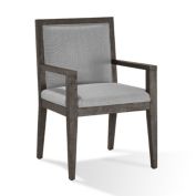 Saltoro Sherpi Mod 23 Inch Dining Armchair, Rubberwood, Fabric, Set of 2, Ash Gray-