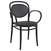 Luxury Commercial Living 33.5" Black Stackable Outdoor Patio XL Arm Chair