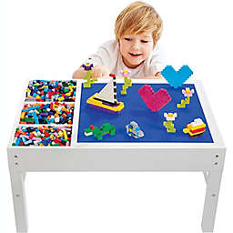 Svan Brick Construction Play Table w 4 Storage Compartments and 1000 Rainbow Bricks - Works w All Major Brands- Build & Stack Block Pieces on Tabletop Baseplate Grid