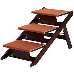 PawHut Wooden 2-in-1 Portable Folding Safety Pet Stairs / Ramp for Dogs and Cats