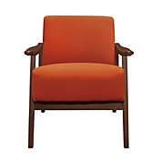 Lexicon Carlson Collection Solid Rubberwood Frame and Velvet Fabric Accent Chair, Orange