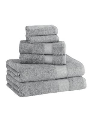 Peri Towels~Orange/Gray/Gold/White Floral~Waffle Weave~6Pc Set~Bath~Hand~Face 