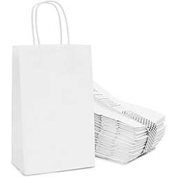 Blue Panda Small Paper Party Gift Bags with Handles (9 x 5.3 in, White, 100-Pack)