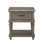Lazzara Home Karren 24 in. Driftwood Light Brown Rectangular Wood End Table with Drawer