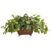 Nearly Natural 34" Artificial Pothos Plant in Metal Planter