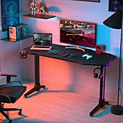 Slickblue 55 Inch T-shaped Computer Desk with Full Mouse Pad and LED Lights