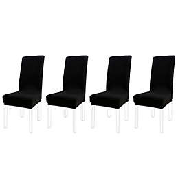 PiccoCasa Spandex Stretchy Chair Seat Decors Dustproof Protector Cover, 4 Pieces, Black