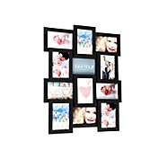 SONGMICS Picture Frames for 12 Photos in 4&quot; x 6&quot; Collage Multiple Photos Glass Front, Assembly Required, Black Wooden Grain