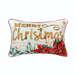 C&F Home Merry Christmas Poinsettia Printed and Embroidered Throw Pillow