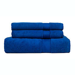 Ninety Six Zero Twist Cobalt Blue 3 Pieces Towel Set with 1 Bath Towel and 2 Hand Towels