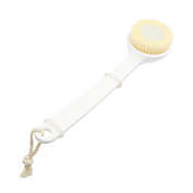 Unique Bargains Shower Brush with Soft and Stiff Bristles, 12" Soft Bristle Long Handle Bath Back Brush Back Scrubber Body Exfoliator for Wet or Dry Brushing, White