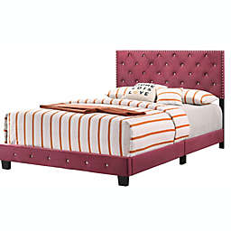 Passion Furniture Wooden Suffolk Cherry Queen Panel Bed with Slat Support