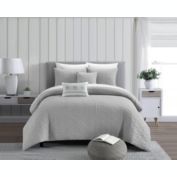 NY&C Home Davina 5 Piece Comforter Set Geometric Hexagonal Pattern Design Bedding - Decorative Pillows Shams Included, Queen, Grey