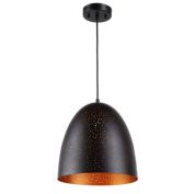 CHLOE Lighting Lighting IRONCLAD Farmhouse 1 Light Textured Black and Gold Mini Ceiling Pendant 12" Wide