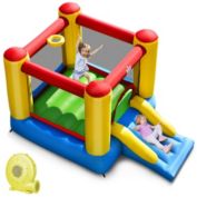 Gymax Kids Inflatable Bounce House  Bouncer Slide Indoor Outdoor with 350W Blower