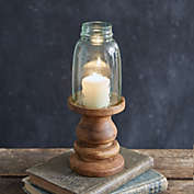 Slickblue Wooden Candle Holder with Mason Jar Chimney - Midget Pint